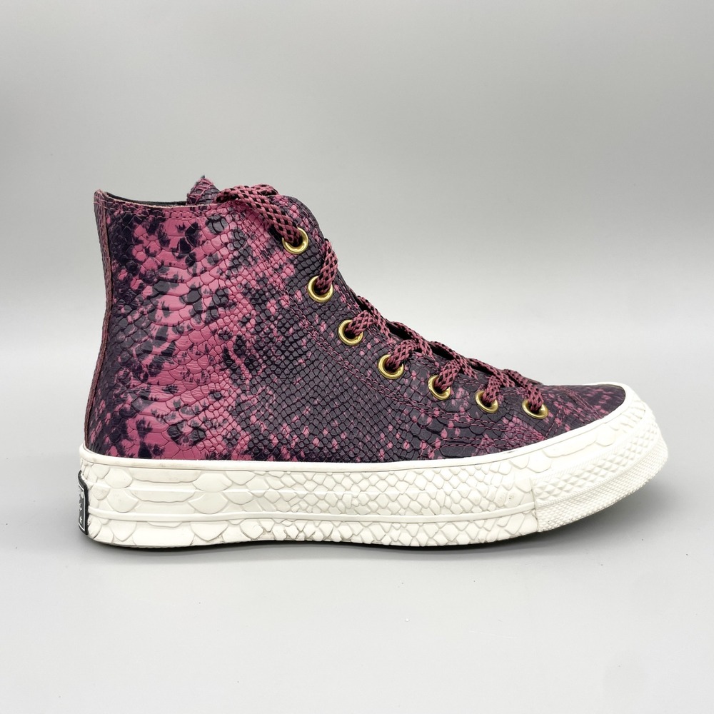 Converse Chuck Taylor All Star 70 Hi Womens 7 Purple Snake Print Leather Shoes